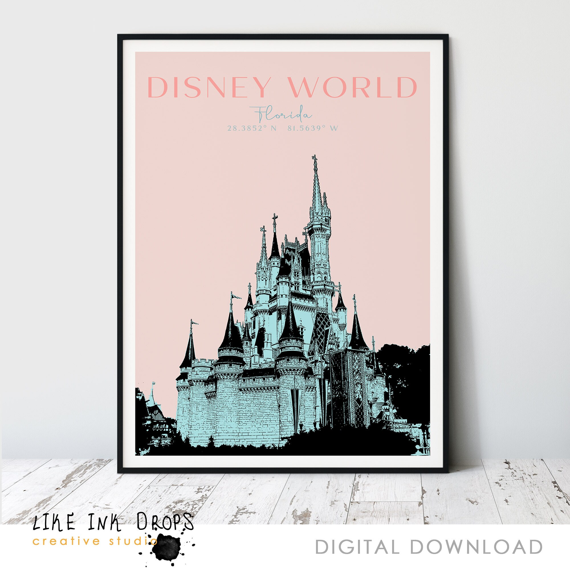 Set of 2 Prints Disney World wall decor Digital printable | Etsy