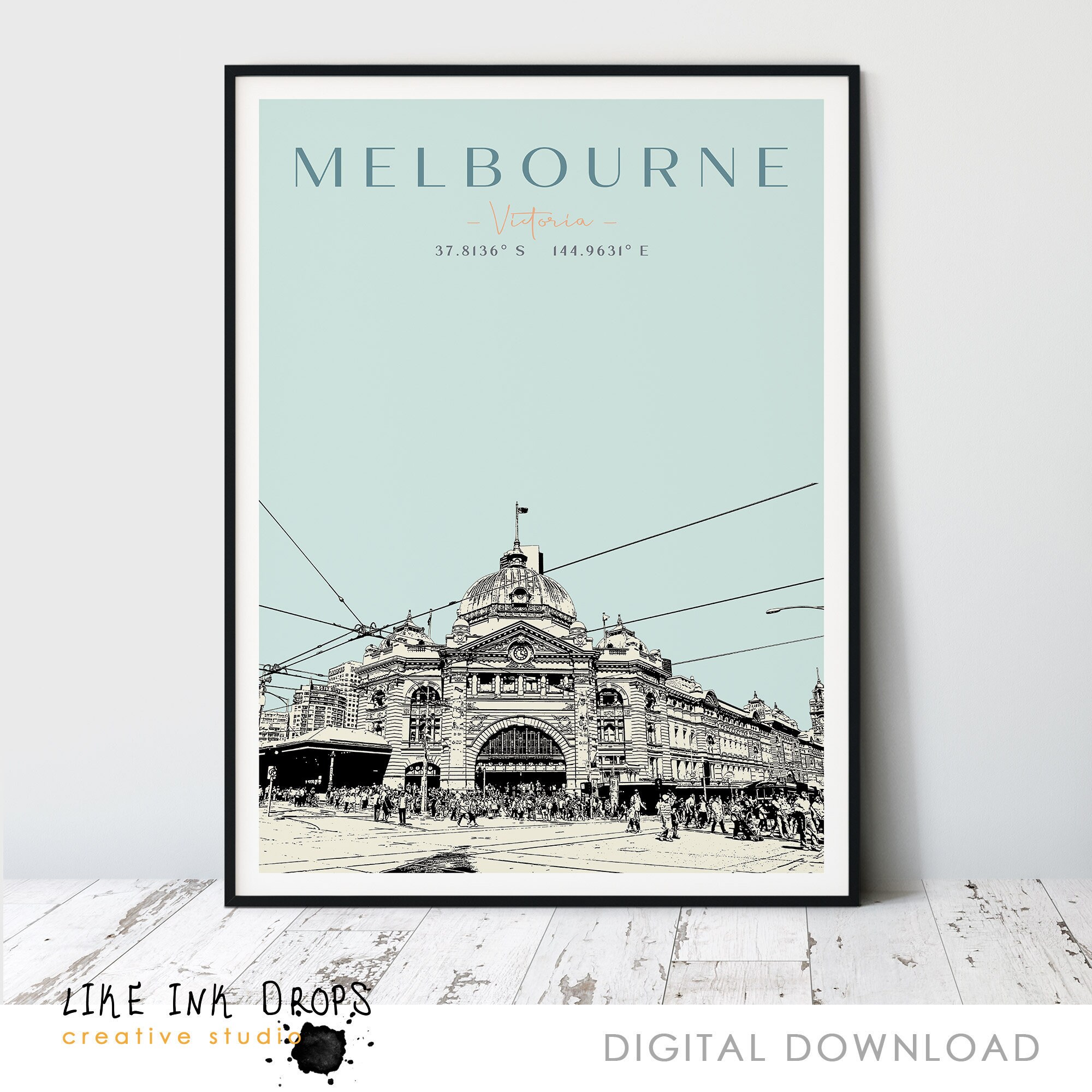 Melbourne Wall Art Decor Victoria Cityscape Minimalist Etsy