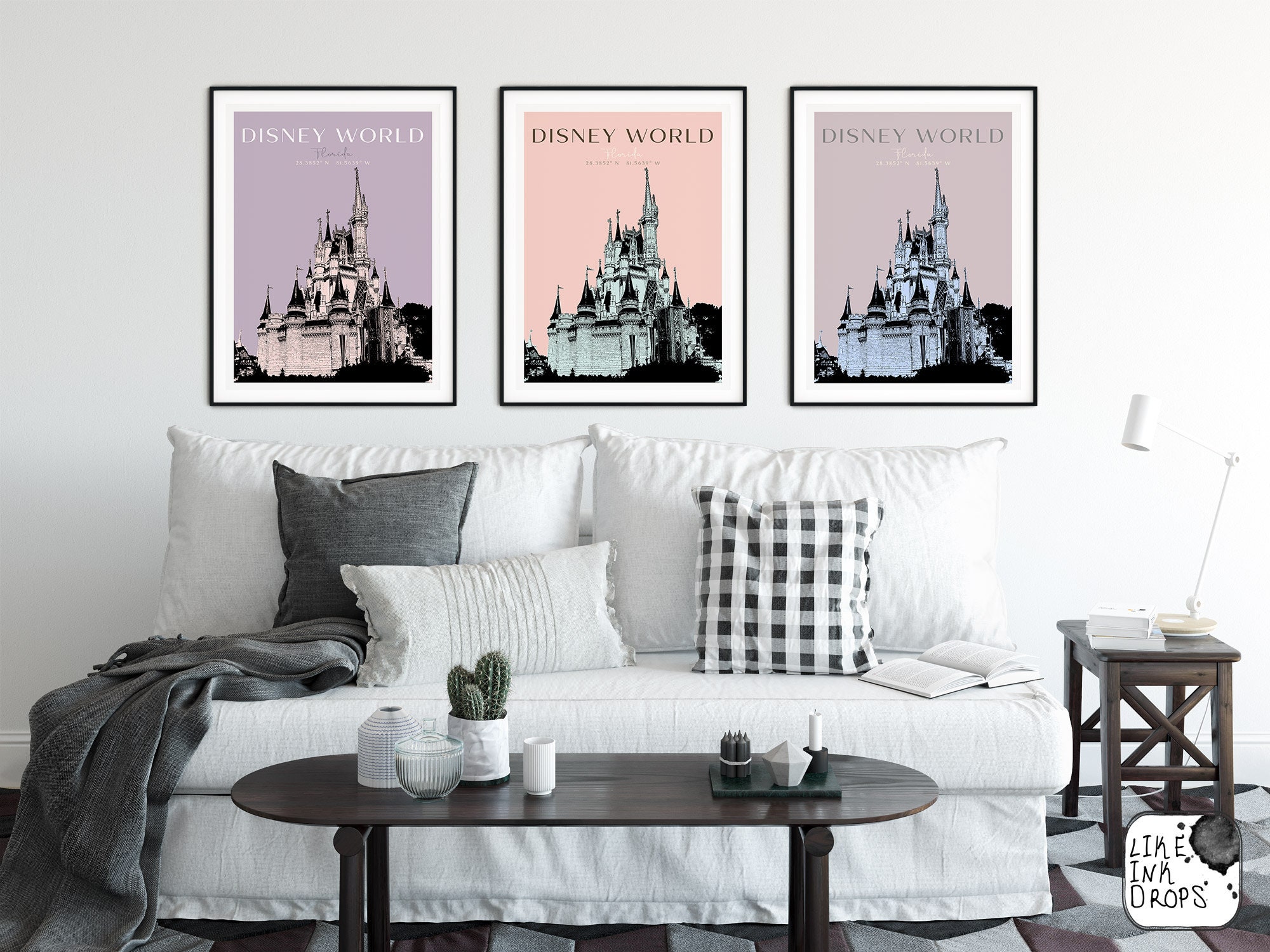 Disney World Wall art decor Cinderella castle poster Minimal | Etsy