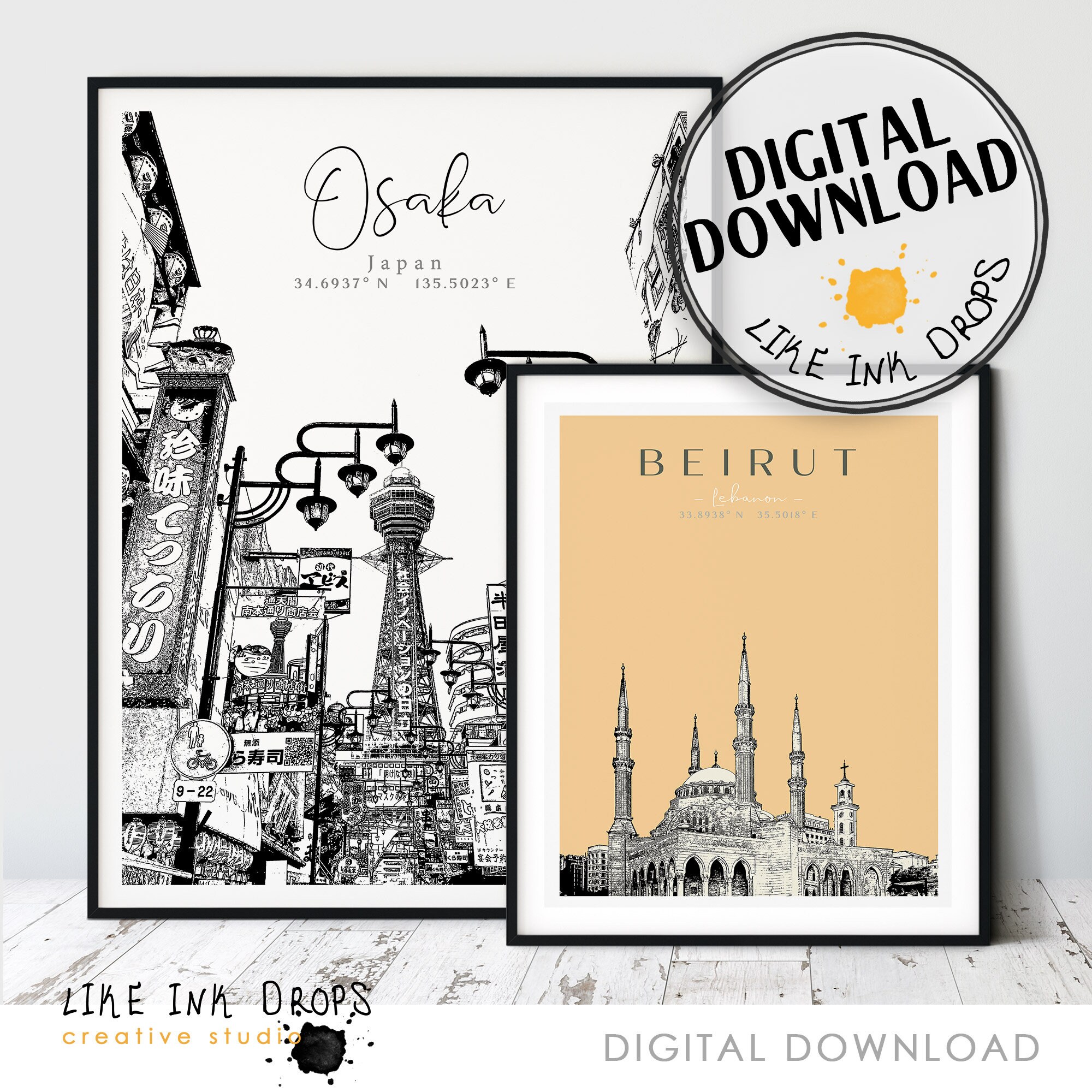 Beirut wall art Lebanon poster Lebanese gift Mosque minimalist Etsy