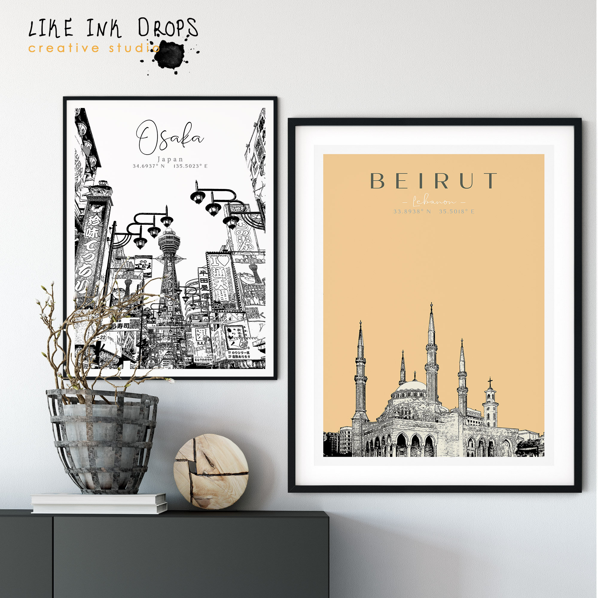 Beirut wall art Lebanon poster Lebanese gift Mosque minimalist Etsy