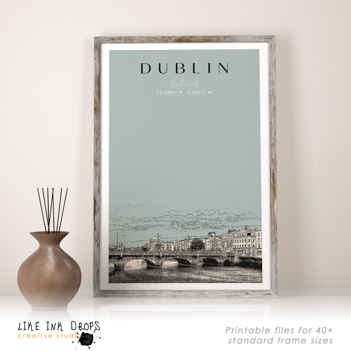 Dublin wall art Ireland decor Europe cityscape Minimalist Etsy España