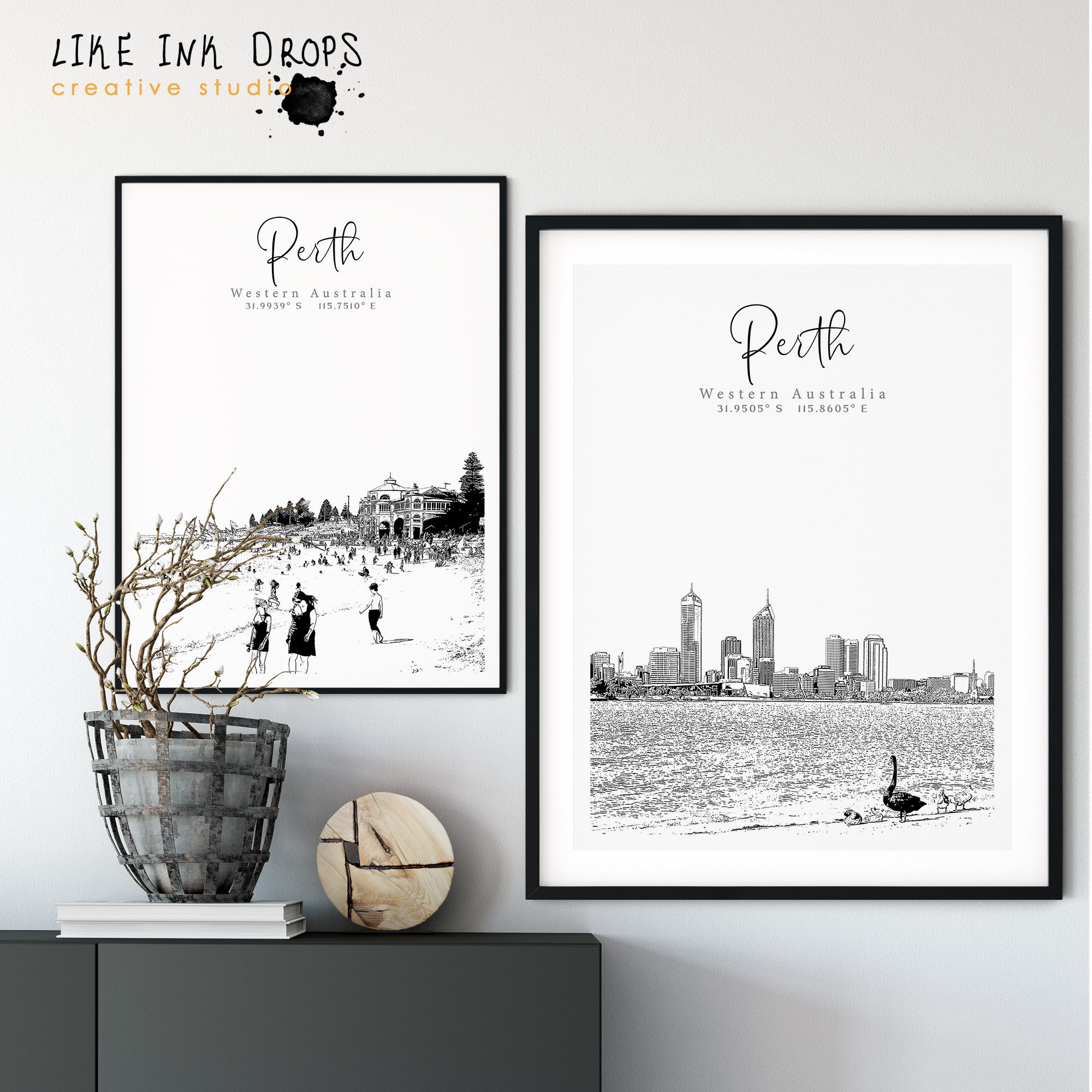 Perth Wall Art Decor Minimalist Cottesloe Beach Print Western Etsy