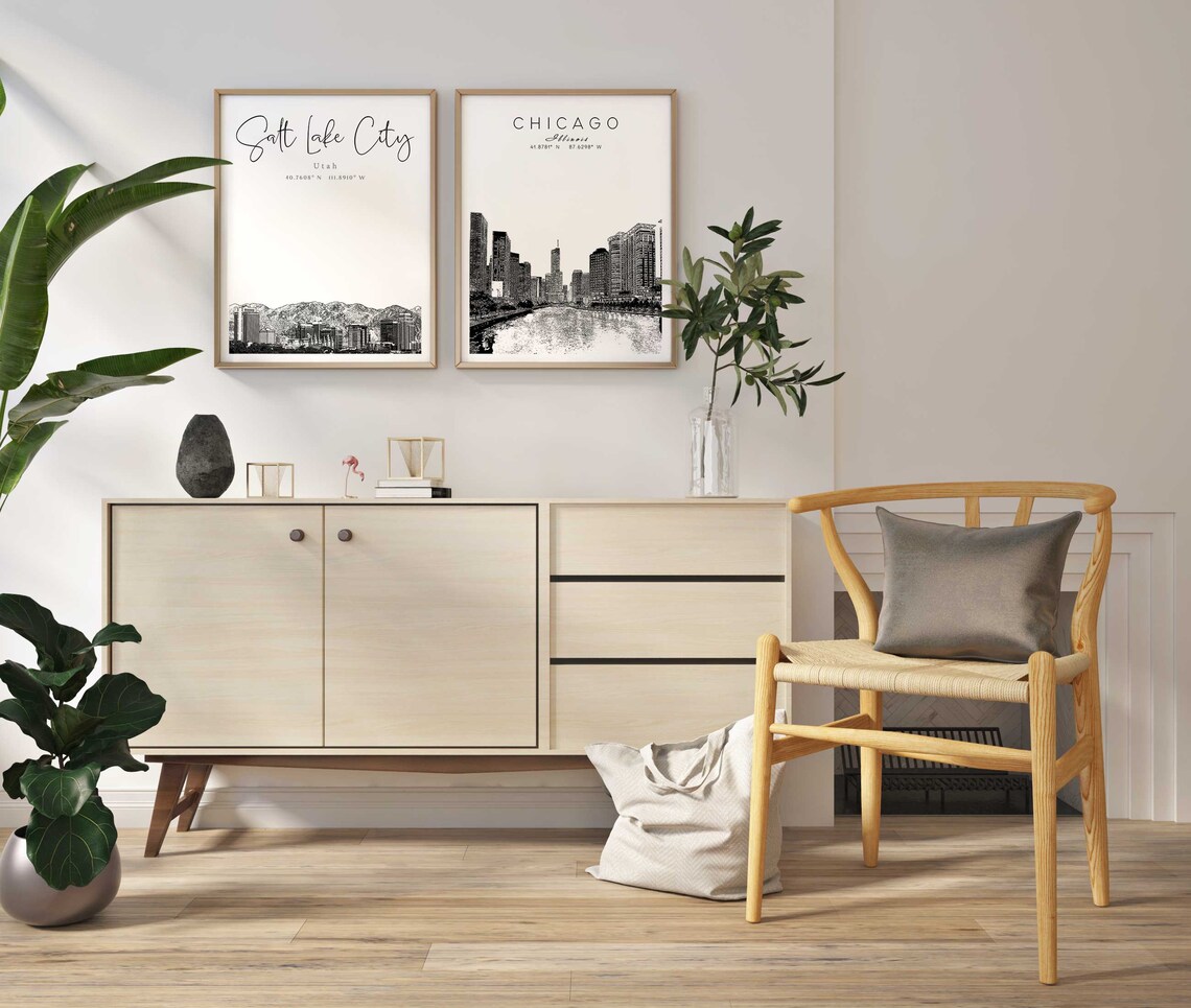 Salt Lake City Print at Home Wall Art Decor Utah Cityscape | Etsy