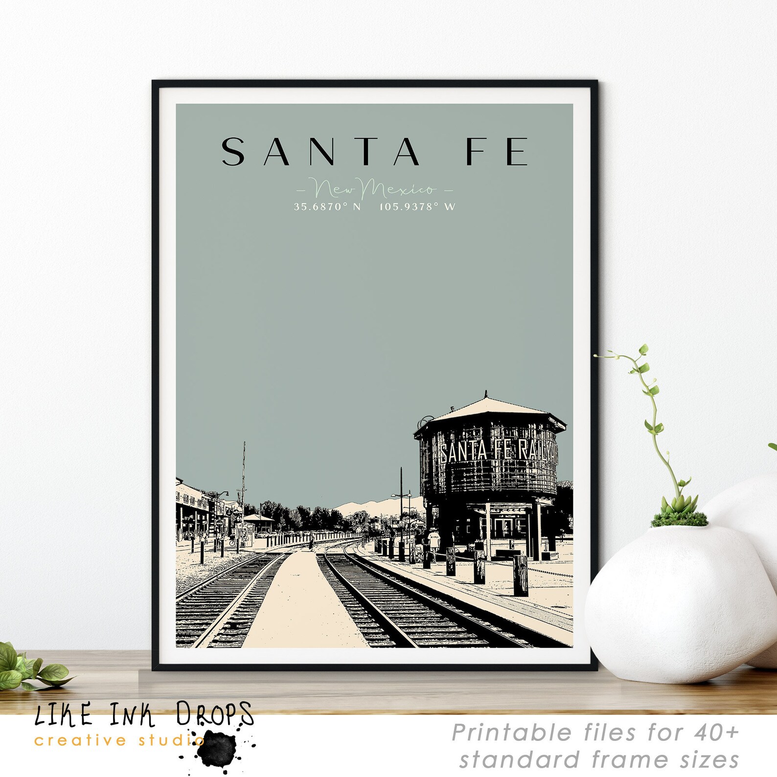 Santa Fe wall art New Mexico cityscape Contemporary decor Etsy