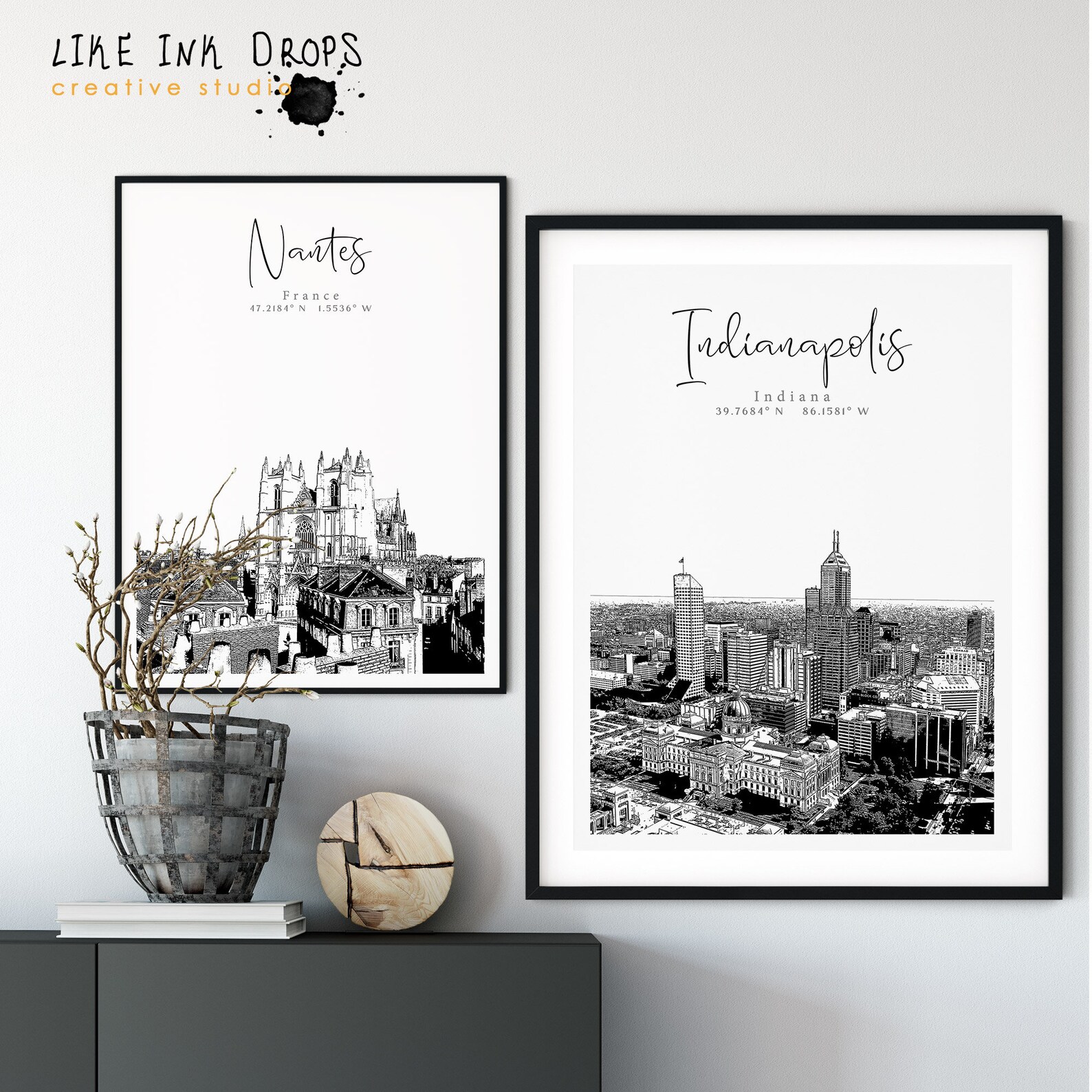 Indianapolis print Indiana decor Cityscape wall art State | Etsy