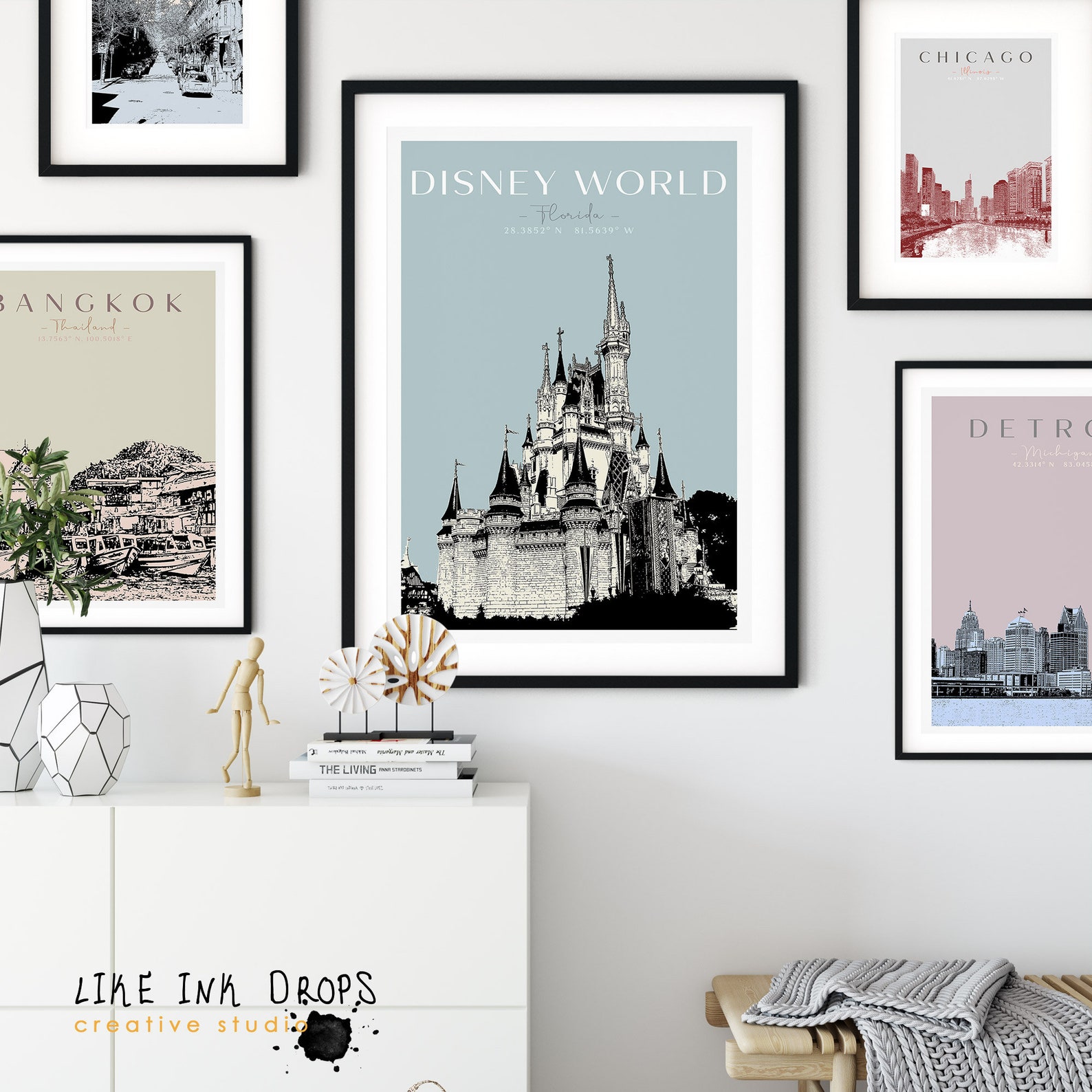 Disney World wall art decor Cinderella castle Orlando Florida | Etsy