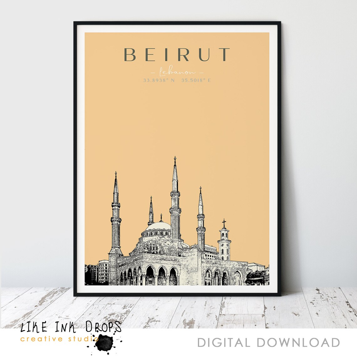 Beirut Wall Art Lebanon Poster Lebanese Gift Mosque Minimalist Etsy Canada