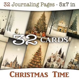 Stampe digitali del periodo natalizio: cartoline stampabili con alberi di Natale, regali, bambini, neve bianca, cieli stellati e orsi bianchi, CU JOU-A256