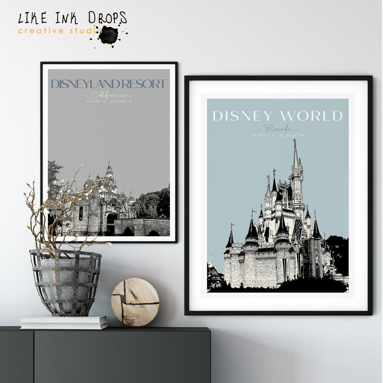 Disney World wall art decor Cinderella castle Orlando Florida | Etsy