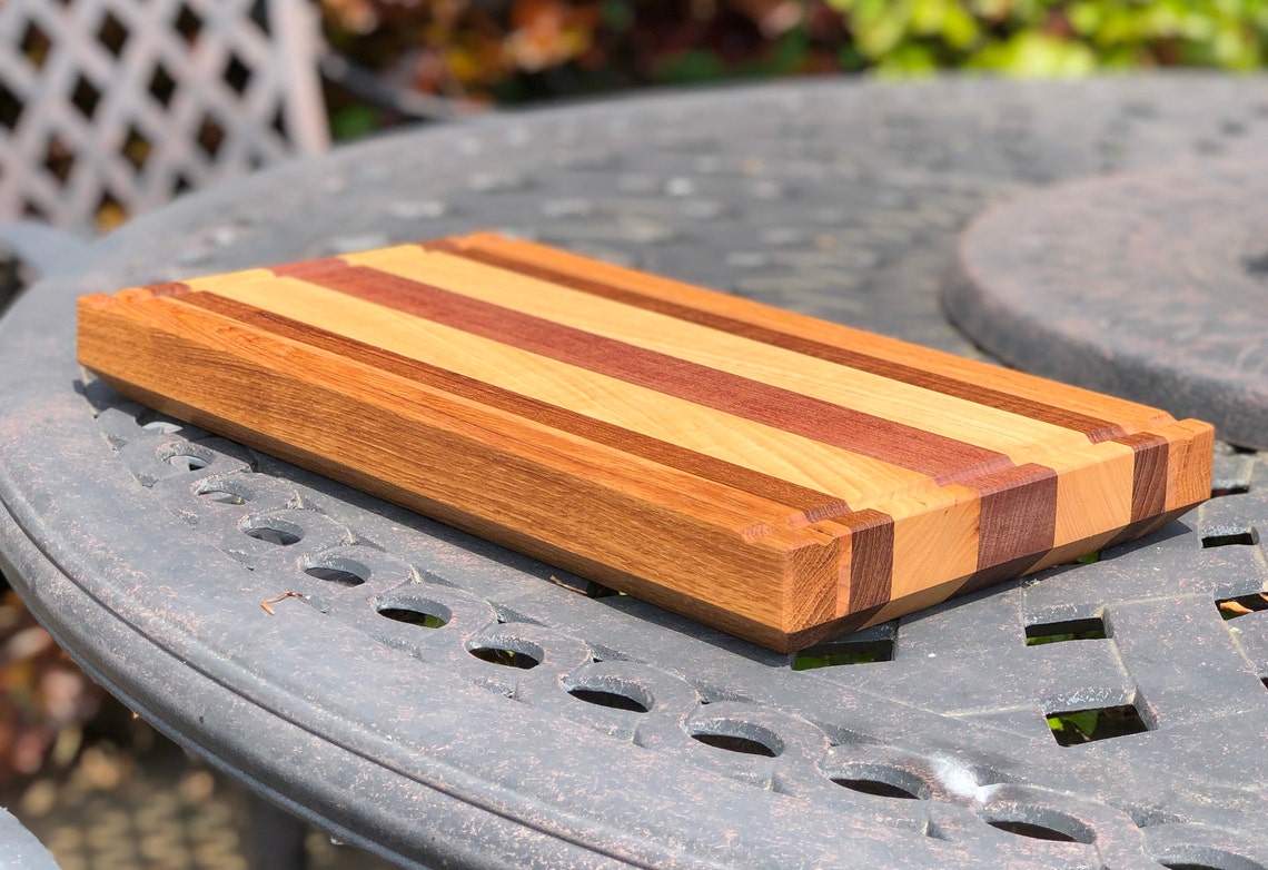 Handmade multi wood chopping board chamfered edges Etsy