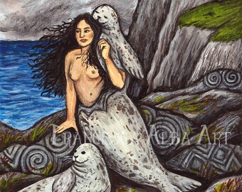 Selkie, Silkie, Irish Folklore, Scottish Folklore, Seal Woman, Seal,  Illustration, Print - Etsy