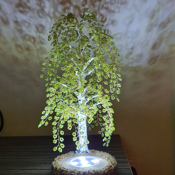 Tree lamp. Bedside lamp, Table lamp, Birch wire tree sculpture, artificial birch bonsai, night lamp, Copper tree, unique lighting, standing