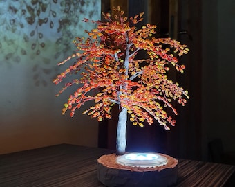 Wire tree sculpture, Lamp shade, Bedside lamp, Tree lamp, Centerpiece tree, Copper tree, Artificial bonsai, Indoor tree, Desk lamp
