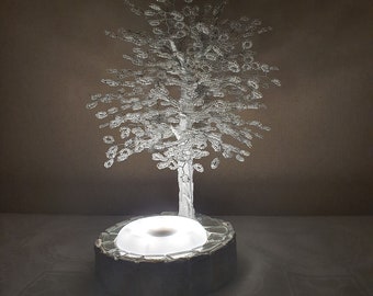 Tree lamp, Bedside lamp, Night light, Wire tree sculpture, Desk lamp,Touch lamp, Unique lamp, friendship lamp, Special hand made beaded tree