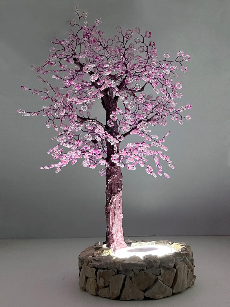 Cherry Blossoms Lamp, Lamp Shades, Table Lamp, USB Lamp, Cherry Blossom Bonsai Tree, Wire Tree
