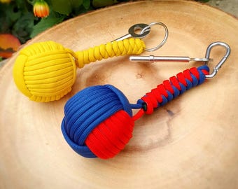Floating Paracord Monkey Fist Keyring Nautical 2 tone Boating Keychain floating keyring yachting keychain visible keyring
