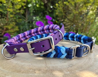 Adjustable Dog collar and matching owner bracelet Biothane and paracord dog collar custom dog collar matching lead available separately