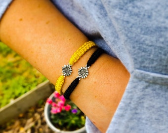 Sunflower Friendship Bracelet Charm bracelet Sunflower gift Flowers floral Countryside thoughtful gift for her best friend flower present