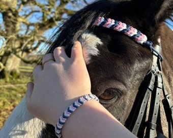 Paracord browband for horses and matching rider bracelet matching horse and rider set bespoke browband custom browband set horse accessory