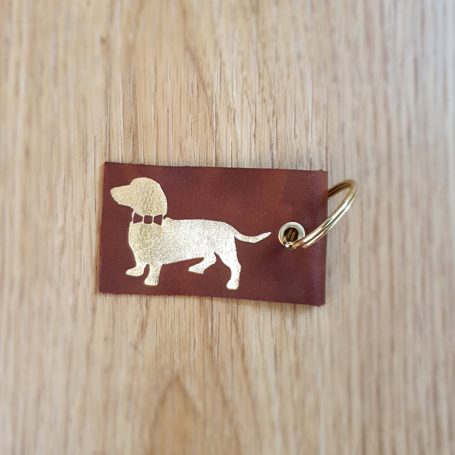 Custom Dog Keychain Leather eyelet Keyring Sausage Etsy