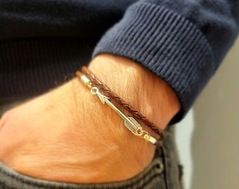 Leather Arrow Bracelet bow and arrow present leather bracelet Couples Bracelet Adventure Awaits Distance Gifts archery gift archer for him