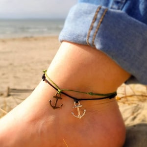 Adjustable Anchor Anklet: Adjustable personalised Friendship Jewellery Nautical Gift