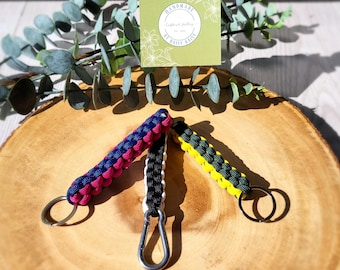 Paracord Keyring Custom tricolour Box Knot Keychain football colours sports colours team colours paracord keychain up to 3 colours