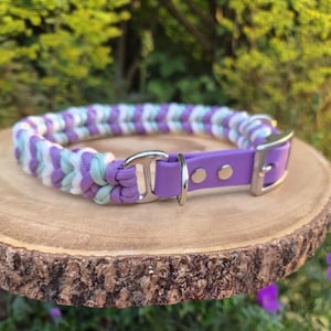 Summer paracord dog collar lead bracelet set matching dog and owner set Lavender Trails lavender inspired set