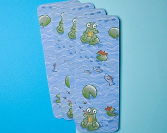 Frogs Bookmark, Quality Bookmark, Bookmarks, Frog Art, Frog Lover, Waterproof Bookmark, Bookworm, Reading, Book Gift, Books, Cute Bookmark