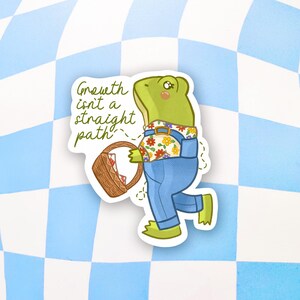 Motivational Picnic Frog Sticker, Sticker, Frog Sticker, Frogs, Cute Sticker, Waterproof Sticker, Laptop Sticker, Motivational Sticker