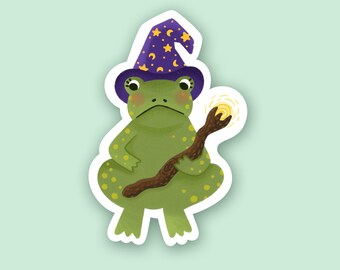 Wizard Frog Sticker, Cute Sticker, Frog, Frog Art, Waterproof Sticker, Frog Sticker, Cute Animal Art, Waterbottle Sticker, Stickers, Magic