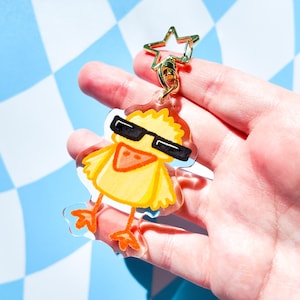 Cool Duck Acrylic Keychain, Keyring, Duck, Duck Keychain, Ducks, Acrylic Keychain, Charm, Accessory, Key Accessory, Duck Keyring, Keyring