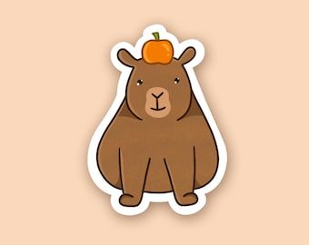 Capybara with Orange Sticker, Sticker, Capybara Sticker, Capybara, Cute Sticker, Waterproof Sticker, Laptop Sticker, Vinyl Sticker, Capy