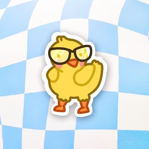 Duck with Glasses Sticker, Sticker, Duck Sticker, Ducks, Cute Sticker, Waterproof Sticker, Laptop Sticker, Vinyl Sticker, Waterproof Sticker