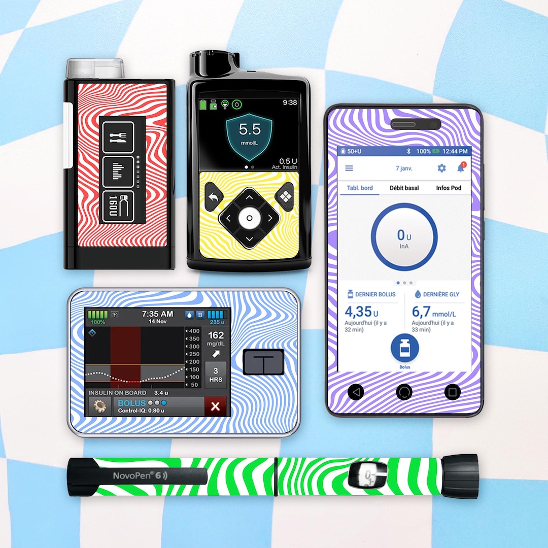 Swirly Diabetes Device Stickers, Dexcom G6 & G7, Freestyle Libre ...