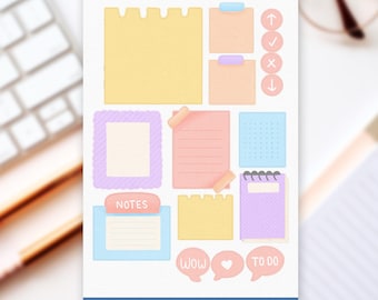 Notes Sticker Sheet, Planner Stickers, Journal Stickers, Scrapbook, Sticker, Sticky Notes, Notes, Note Stickers, Deco Stickers, Decoration