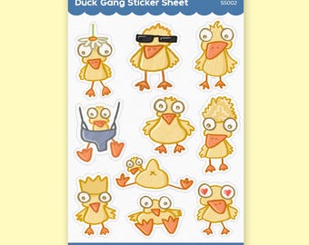 Duck Gang Sticker Sheet, Cute Sticker, Ducks, Duck Art, Waterproof Sticker, Duck Sticker, Cute Animal Art, Waterbottle Sticker, Stickers