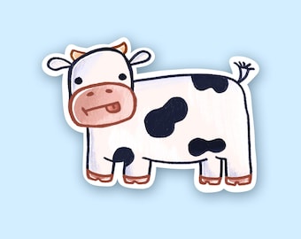 Cute Cow Sticker, Cute Sticker, Cows, Cow Art, Waterproof Sticker, Cow Lover, Cute Animal Art, Cow Stickers, Waterbottle Sticker, Stickers