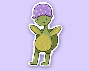Showering Turtle Sticker, Cute Sticker, Turtles, Waterproof Sticker, Cute Animal Art, Turtle Stickers, Stickers, Waterbottle Sticker, Turtle