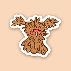 Fluffy Chicken with Pigtails Sticker, Chicken Sticker, Sticker, Cute Sticker, Waterproof Sticker, Laptop Sticker, Vinyl Sticker, Chicken