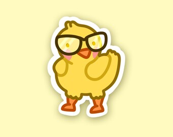 Duck with Glasses Sticker, Sticker, Duck Sticker, Ducks, Cute Sticker, Waterproof Sticker, Laptop Sticker, Vinyl Sticker, Waterproof Sticker