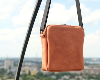 Bags for men, Mens shoulder bag, Small leather bag for men, Leather bag strap, Vintage leather crossbody, Minimalist purse, Classic bag