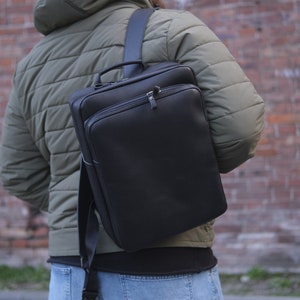 Men&#39;s travel backpack is handcrafted from genuine vintage leather, Leather Travel Backpack, Men&#39;s Leather Rucksack, Handmade Gift for him