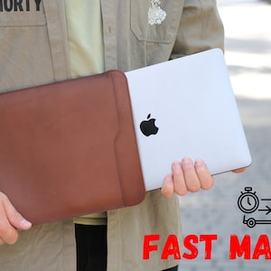 Personalized leather sleeve for macbook air 15 inch, leather case macbook pro 16 m1, leather laptop case, macBook air m2 2022, leather gift