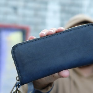 Cartera de cuero, Cartera de cuero con cremallera, Regalo para ella, Cartera para hombre, Cartera de diseño clásico, Cartera larga para mujer, Carteras de cuero para ella, Regalo