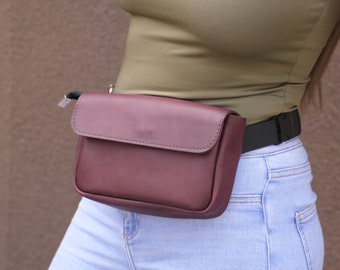 Leather Fanny Pack, Small Crossbody Bag, Leather Purse, Leather shoulder bag, Leather handbag Womens, Small leather purse, Free Personalized