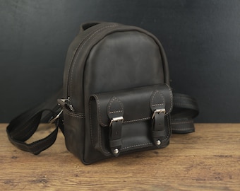 Personalisierter Frauen Leder Rucksack / Mini Rucksack / Leder Rucksack / Schulrucksack / Stadt Rucksack / Made in Ukraine / Weihnachtsgeschenke