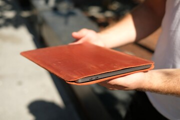 Personalized Leather Sleeve for MacBook, MacBook Air 13 M2 Case, 16 inch Laptop Case, MacBook Pro 13 2020 Cover, Slim Leather Laptop Cover