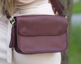 Sac fourre-tout en cuir personnalisé / Sac à bandoulière pour femme / Sac à bandoulière en cuir / Petit sac pour femme / Sac en cuir pour femme / Cadeau petite amie